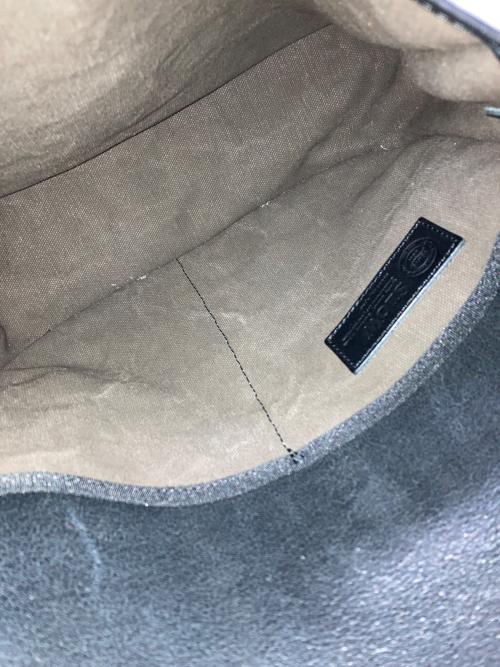 SLOW（スロウ）SLOW (スロウ) レザーキャンバスショルダーバッグ ブラックの古着・服飾アイテム