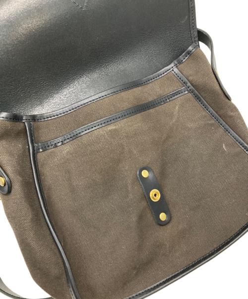 SLOW（スロウ）SLOW (スロウ) レザーキャンバスショルダーバッグ ブラックの古着・服飾アイテム