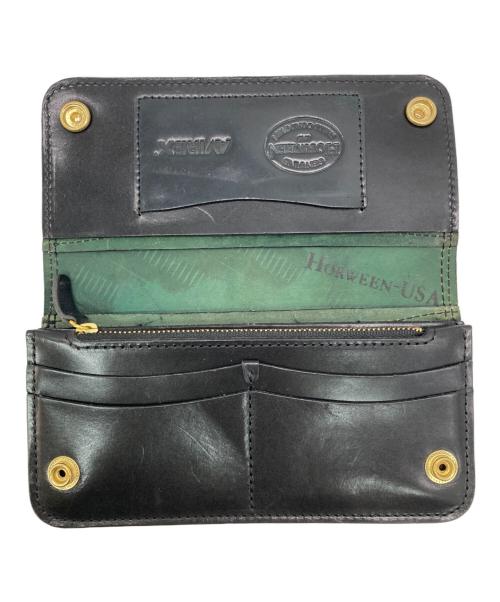 AVIREX（アヴィレックス）AVIREX (アヴィレックス) SHELL CORDOVAN LONG WALLET ブラックの古着・服飾アイテム