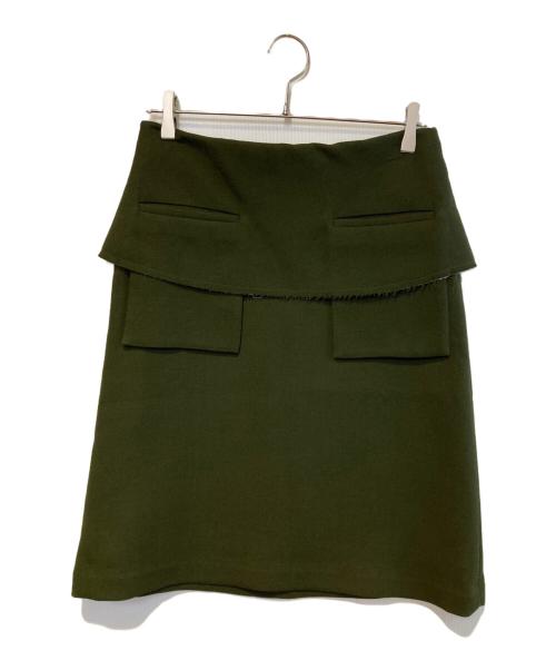 mina perhonen（ミナ ペルホネン）mina perhonen (ミナ ペルホネン) 裁断ウールスカート グリーン サイズ:38の古着・服飾アイテム