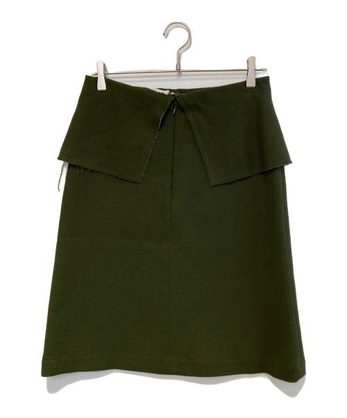 mina perhonen（ミナ ペルホネン）mina perhonen (ミナ ペルホネン) 裁断ウールスカート グリーン サイズ:38の古着・服飾アイテム