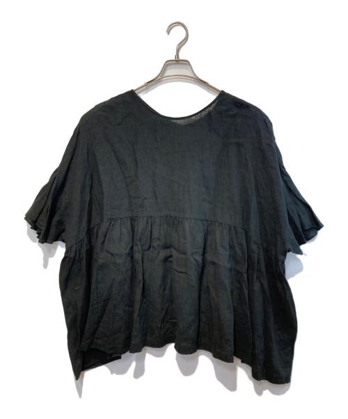 journal standard luxe（ジャーナルスタンダード ラックス）journal standard luxe (ジャーナルスタンダード ラックス) 60リネンギャザープルシャツブラウス ブラック サイズ:FREEの古着・服飾アイテム