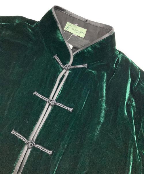 La semsitive（ラ センシティブ）La semsitive (ラ センシティブ) ベロアチャイナジャケット グリーン サイズ:LL 未使用品の古着・服飾アイテム