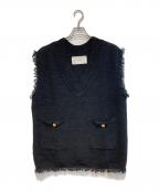 ADAWASアダワス）の古着「ツイードニットベスト」｜ブラック