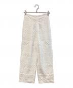 ne quittez pasヌキテパ）の古着「BORDER HEMLA GATHER PANTS」｜ホワイト