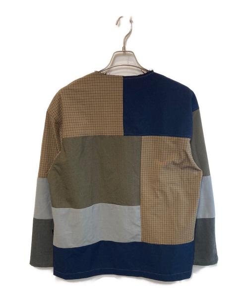 rebear by johnbull（リベアバイジョンブル）rebear by johnbull (リベアバイジョンブル) パッチワークテーラードジャケット カーキ×グレー サイズ:Lの古着・服飾アイテム