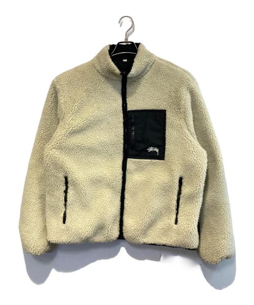 stussy（ステューシー）stussy (ステューシー) 8 BALL SHERPA JACKET ホワイト×ブラック サイズ:XLの古着・服飾アイテム