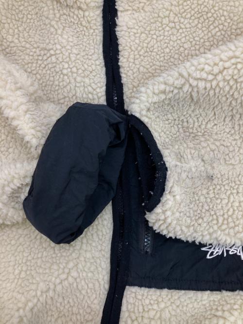 stussy（ステューシー）stussy (ステューシー) 8 BALL SHERPA JACKET ホワイト×ブラック サイズ:XLの古着・服飾アイテム