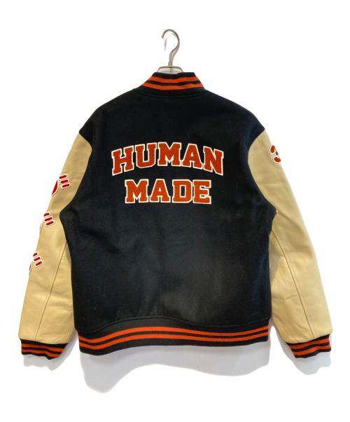 HUMAN MADE（ヒューマンメイド）HUMAN MADE (ヒューマンメイド) VARSITY JACKET ブラック×ベージュ サイズ:XLの古着・服飾アイテム