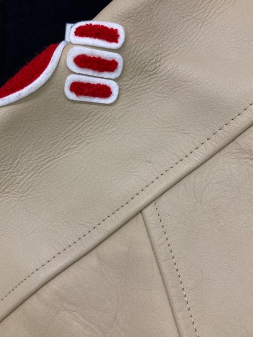 HUMAN MADE（ヒューマンメイド）HUMAN MADE (ヒューマンメイド) VARSITY JACKET ブラック×ベージュ サイズ:XLの古着・服飾アイテム