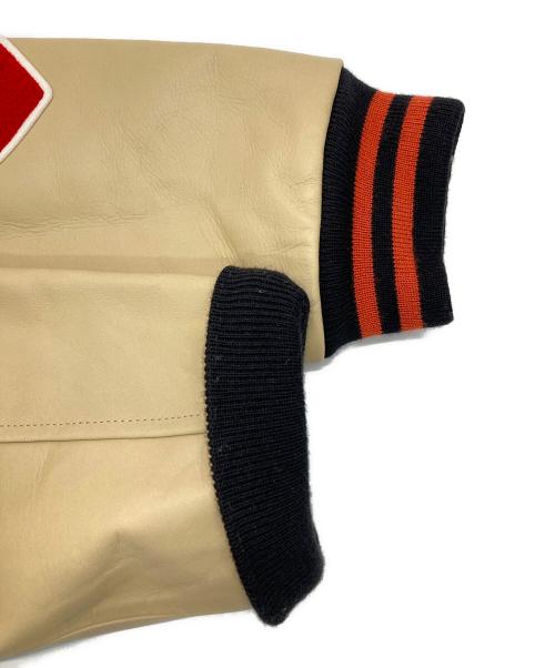 HUMAN MADE（ヒューマンメイド）HUMAN MADE (ヒューマンメイド) VARSITY JACKET ブラック×ベージュ サイズ:XLの古着・服飾アイテム