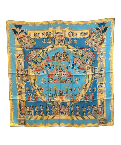 HERMES（エルメス）HERMES (エルメス) カレ90 ブルー×イエロー サイズ:90×90の古着・服飾アイテム