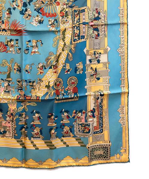 HERMES（エルメス）HERMES (エルメス) カレ90 ブルー×イエロー サイズ:90×90の古着・服飾アイテム