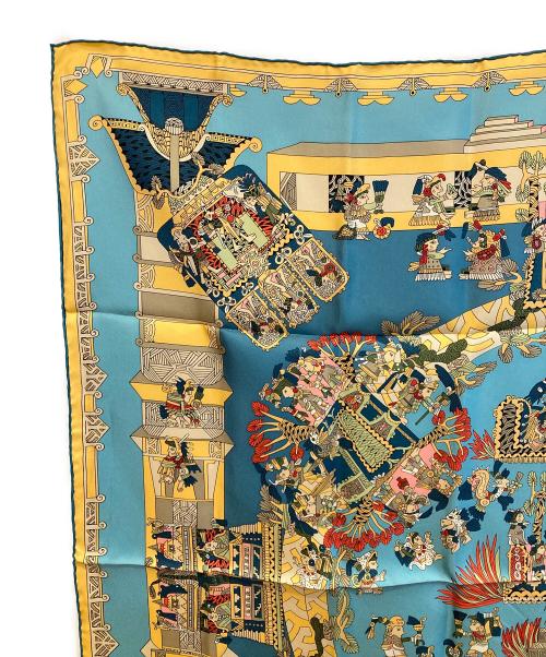 HERMES（エルメス）HERMES (エルメス) カレ90 ブルー×イエロー サイズ:90×90の古着・服飾アイテム