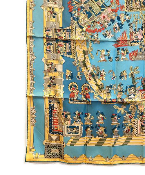 HERMES（エルメス）HERMES (エルメス) カレ90 ブルー×イエロー サイズ:90×90の古着・服飾アイテム