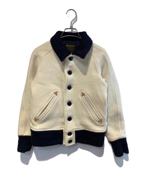 JACKMAN（ジャックマン）JACKMAN (ジャックマン) アワードジャケット ホワイト×ネイビー サイズ:Sの古着・服飾アイテム