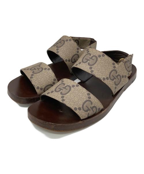 GUCCI（グッチ）GUCCI (グッチ) ダブルGストラップサンダル ブラウン サイズ:7の古着・服飾アイテム