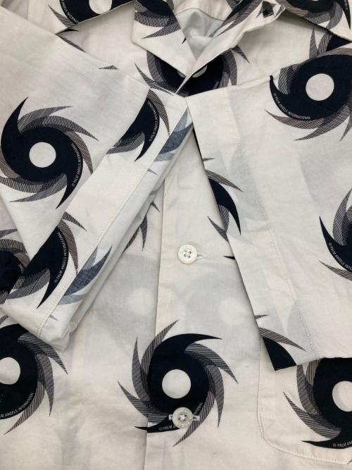 Palm Angels（パーム エンジェルス）Palm Angels (パーム エンジェルス) HURRICANE BOWLING SHIRT ホワイト×ブラック サイズ:48の古着・服飾アイテム