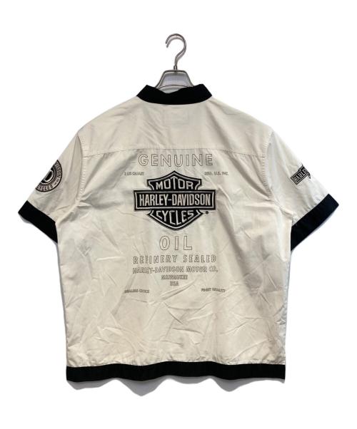 HARLEY-DAVIDSON（ハーレーダビッドソン）HARLEY-DAVIDSON (ハーレーダビッドソン) ワークシャツ ホワイト×ブラック サイズ:XLの古着・服飾アイテム