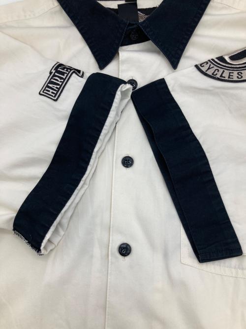 HARLEY-DAVIDSON（ハーレーダビッドソン）HARLEY-DAVIDSON (ハーレーダビッドソン) ワークシャツ ホワイト×ブラック サイズ:XLの古着・服飾アイテム