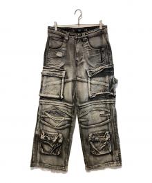 Jaded London（ジェイデッドロンドン）の古着「Washed Black Apex Denim Cargos」｜ブラック