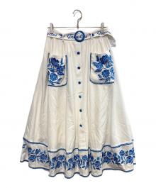 Tnewties（トゥエンティーズ）の古着「エンブロイダリーハイウエストスカート」｜ホワイト