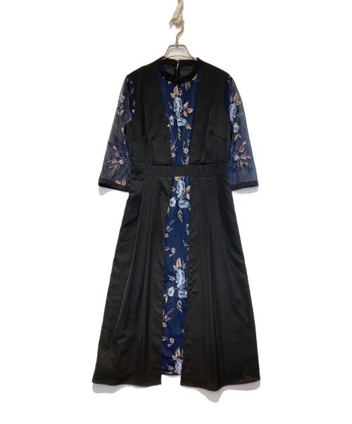 callarus（カラス）callarus (カラス) 花柄刺繍ワンピースドレス ブラック サイズ:Lの古着・服飾アイテム