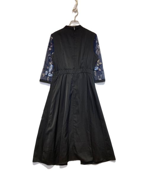 callarus（カラス）callarus (カラス) 花柄刺繍ワンピースドレス ブラック サイズ:Lの古着・服飾アイテム