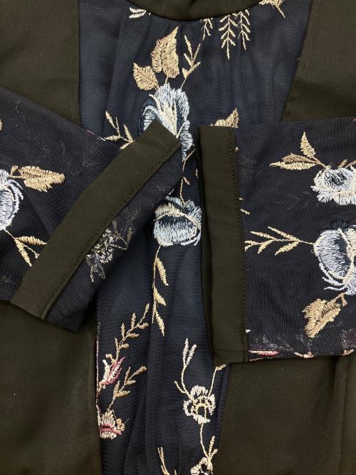 callarus（カラス）callarus (カラス) 花柄刺繍ワンピースドレス ブラック サイズ:Lの古着・服飾アイテム