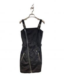 DIESEL（ディーゼル）の古着「ジップデザインノースリーブミニワンピース」｜ブラック