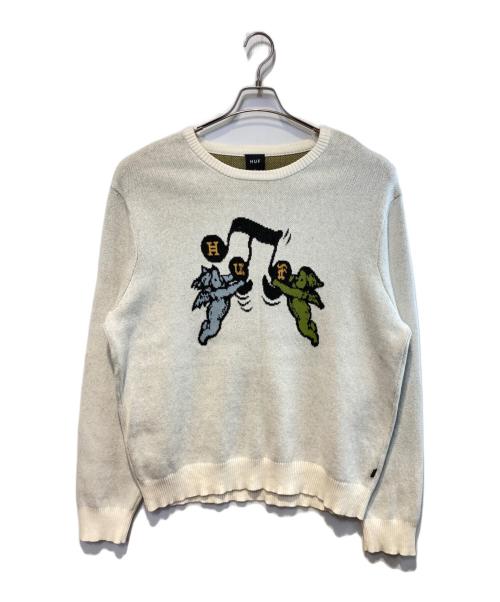 HUF（ハフ）HUF (ハフ) SONG INTARSIA SWEATER アイボリー サイズ:XLの古着・服飾アイテム
