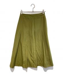 MARGARET HOWELL（マーガレットハウエル）の古着「SILK COTTON POPLIN プリーツスカート」｜オリーブ