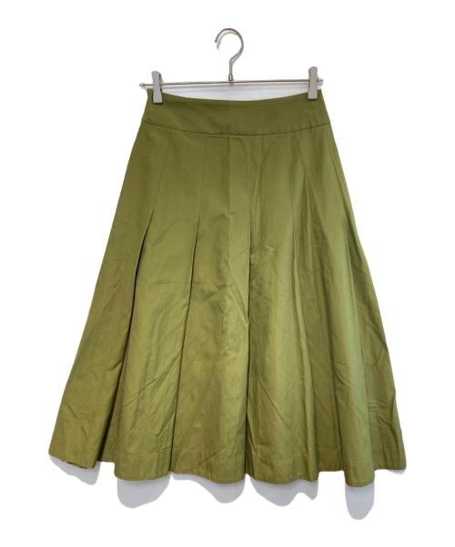 MARGARET HOWELL（マーガレットハウエル）MARGARET HOWELL (マーガレットハウエル) SILK COTTON POPLIN プリーツスカート オリーブ サイズ:1の古着・服飾アイテム