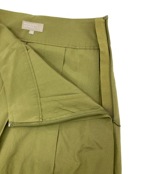 MARGARET HOWELL（マーガレットハウエル）MARGARET HOWELL (マーガレットハウエル) SILK COTTON POPLIN プリーツスカート オリーブ サイズ:1の古着・服飾アイテム