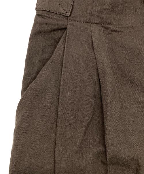 Conte（コンテ）Conte (コンテ) ヘリンボーンタックワイドパンツ ブラウン サイズ:36の古着・服飾アイテム