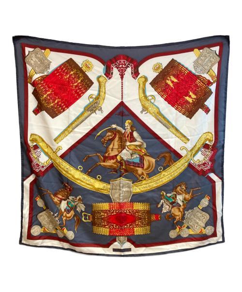 HERMES（エルメス）HERMES (エルメス) カレ90 グレー×ホワイトの古着・服飾アイテム