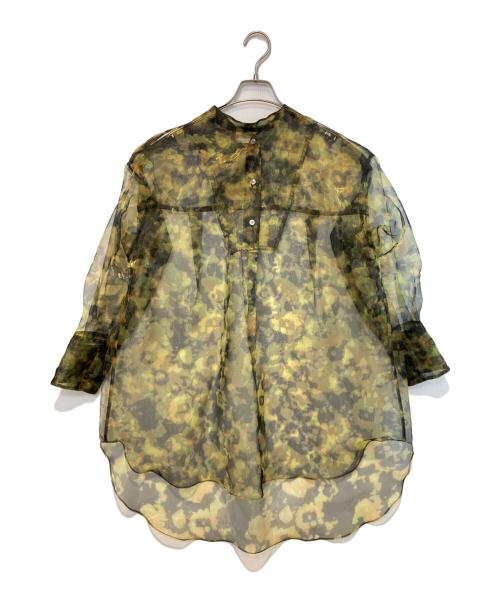 TELMA（テルマ）TELMA (テルマ) Printed Sheer Shirt グリーン サイズ:36の古着・服飾アイテム