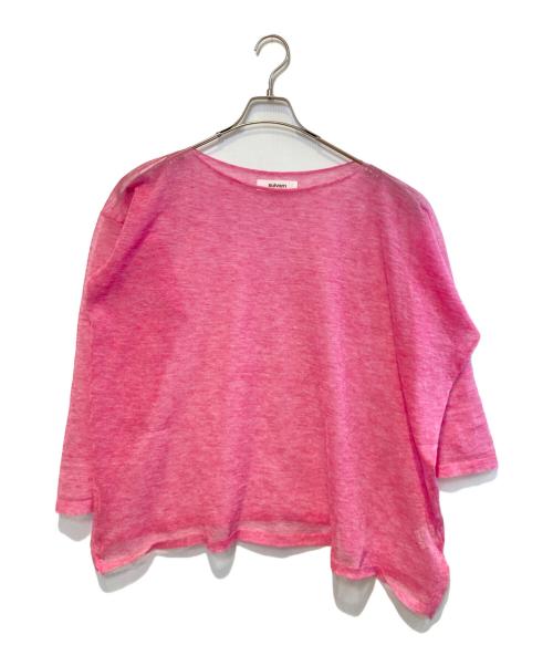 sulvam（サルバム）sulvam (サルバム) アシンメトリーシースルーニット ピンク サイズ:Sの古着・服飾アイテム