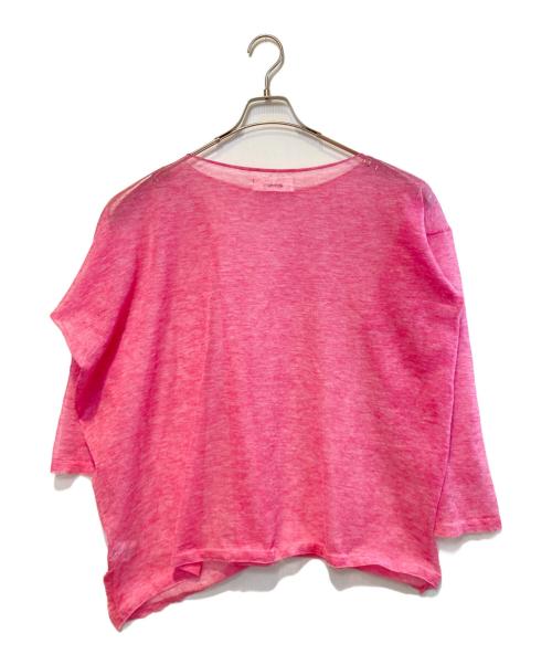 sulvam（サルバム）sulvam (サルバム) アシンメトリーシースルーニット ピンク サイズ:Sの古着・服飾アイテム
