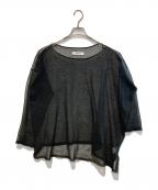 sulvamサルバム）の古着「アシンメトリーシースルーニット」｜ブラック