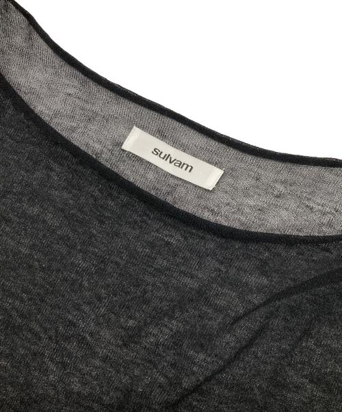 sulvam（サルバム）sulvam (サルバム) アシンメトリーシースルーニット ブラック サイズ:Sの古着・服飾アイテム