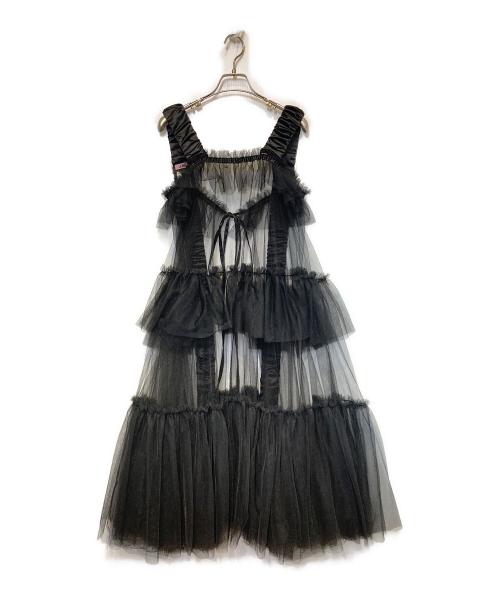 jiu（ジウ）jiu (ジウ) シースルーボリュームチュールデザインジレ ブラック サイズ:Freeの古着・服飾アイテム