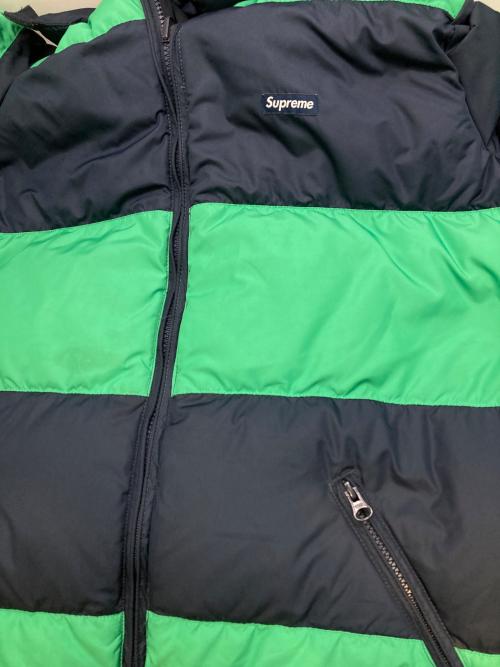 SUPREME（シュプリーム）SUPREME (シュプリーム) Reversible Striped Down Jacket ネイビー×グリーン サイズ:Lの古着・服飾アイテム