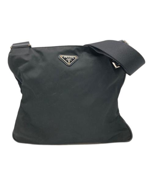 PRADA（プラダ）PRADA (プラダ) ロゴプレートナイロンショルダーバッグ ブラックの古着・服飾アイテム