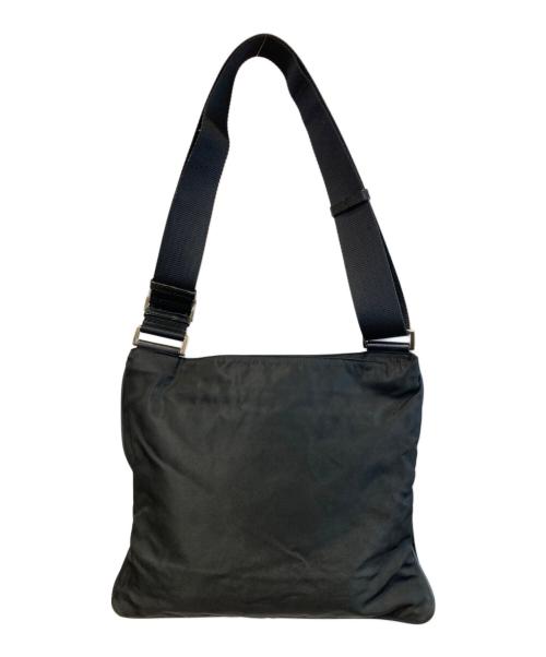 PRADA（プラダ）PRADA (プラダ) ロゴプレートナイロンショルダーバッグ ブラックの古着・服飾アイテム