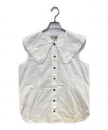 GANNI（ガニー）の古着「ビックカラーノースリーブブラウス」｜ホワイト