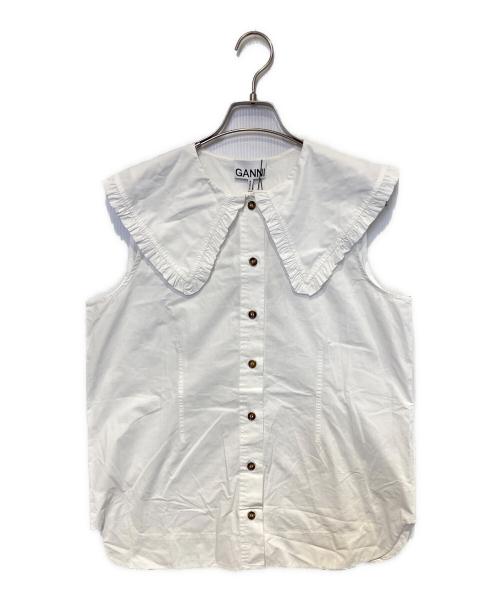 GANNI（ガニー）GANNI (ガニー) ビックカラーノースリーブブラウス ホワイト サイズ:38 未使用品の古着・服飾アイテム