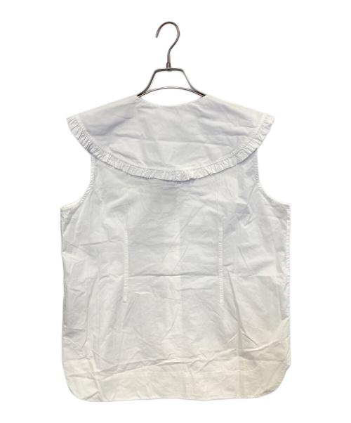 GANNI（ガニー）GANNI (ガニー) ビックカラーノースリーブブラウス ホワイト サイズ:38 未使用品の古着・服飾アイテム