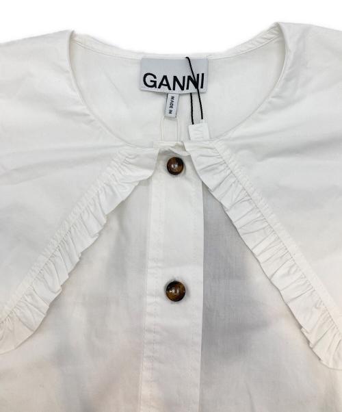 GANNI（ガニー）GANNI (ガニー) ビックカラーノースリーブブラウス ホワイト サイズ:38 未使用品の古着・服飾アイテム