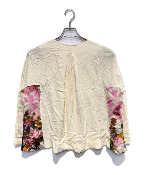 Y's for living（ワイズフォーリビング）Y's for living (ワイズフォーリビング) パッチワークカーディガン ホワイト×ピンク サイズ:2の古着・服飾アイテム